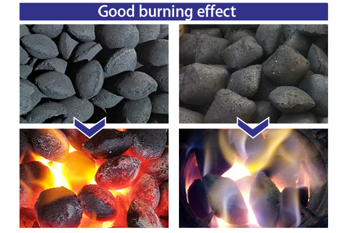 Burning effect of coke ball press briquette machine