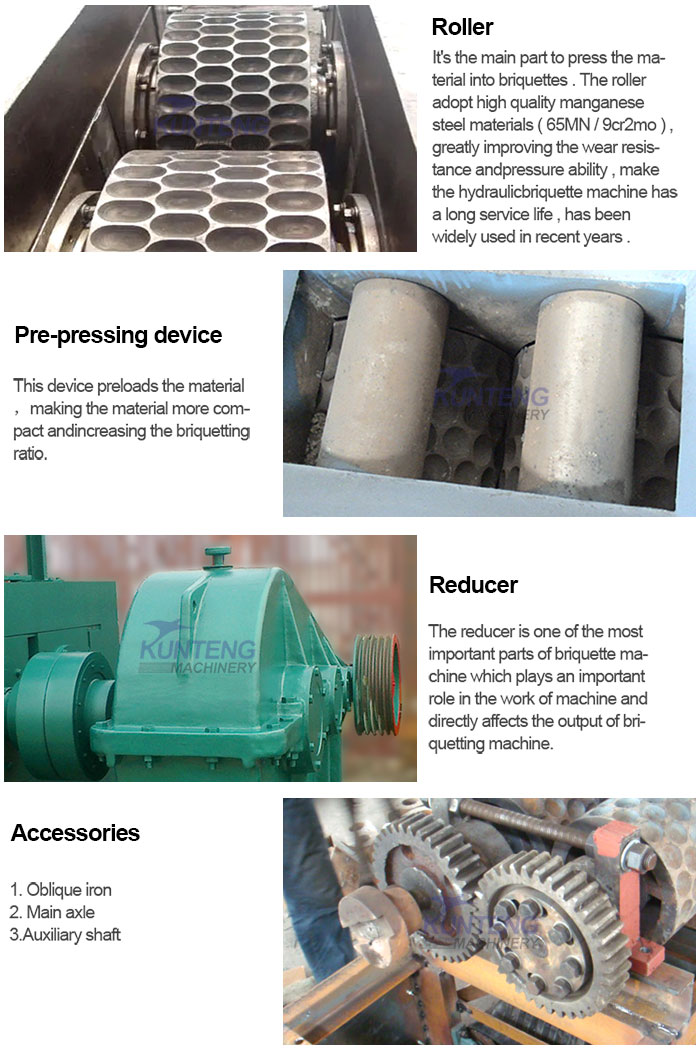 Details of dust removal double roller press ball making machine 