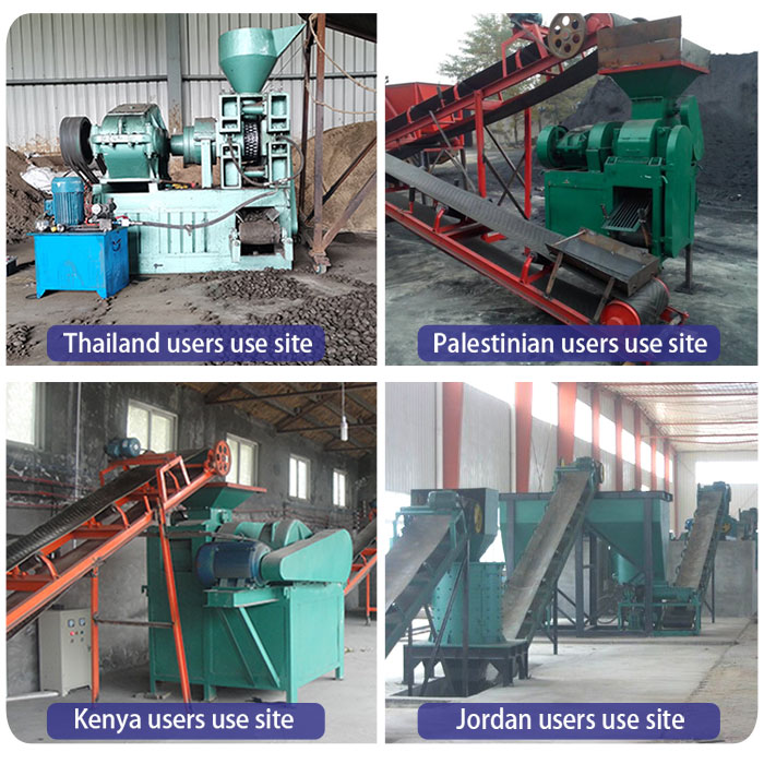 Client site of iron powder pillow shape roller press machine 