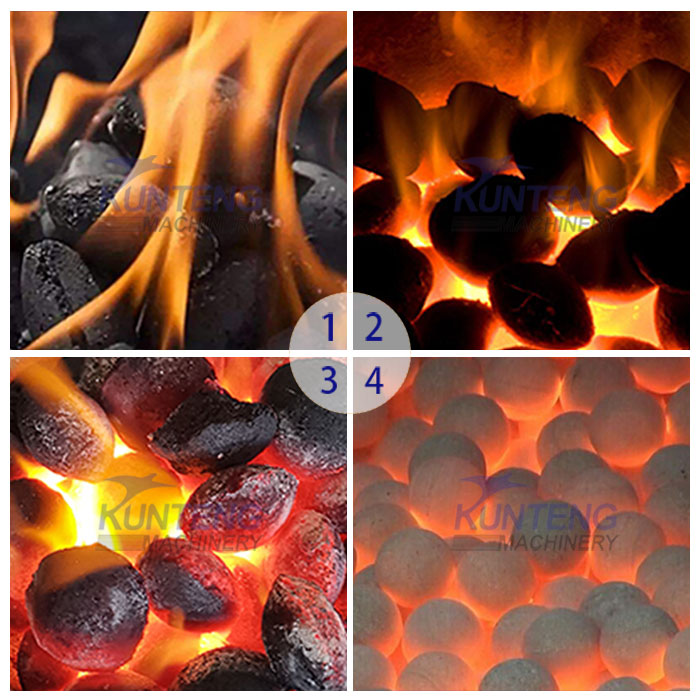 Burning effect of activated carbon round shape roller press machine 
