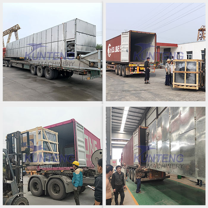 Delivery of coke briquettes continuous dryer