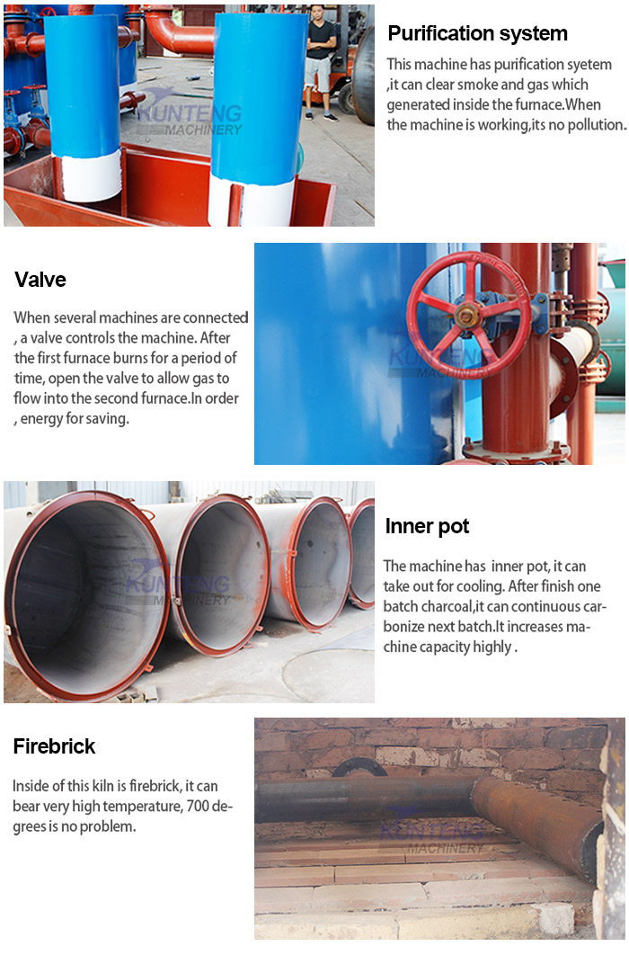 Details of timber sticks charcoal carbonizer